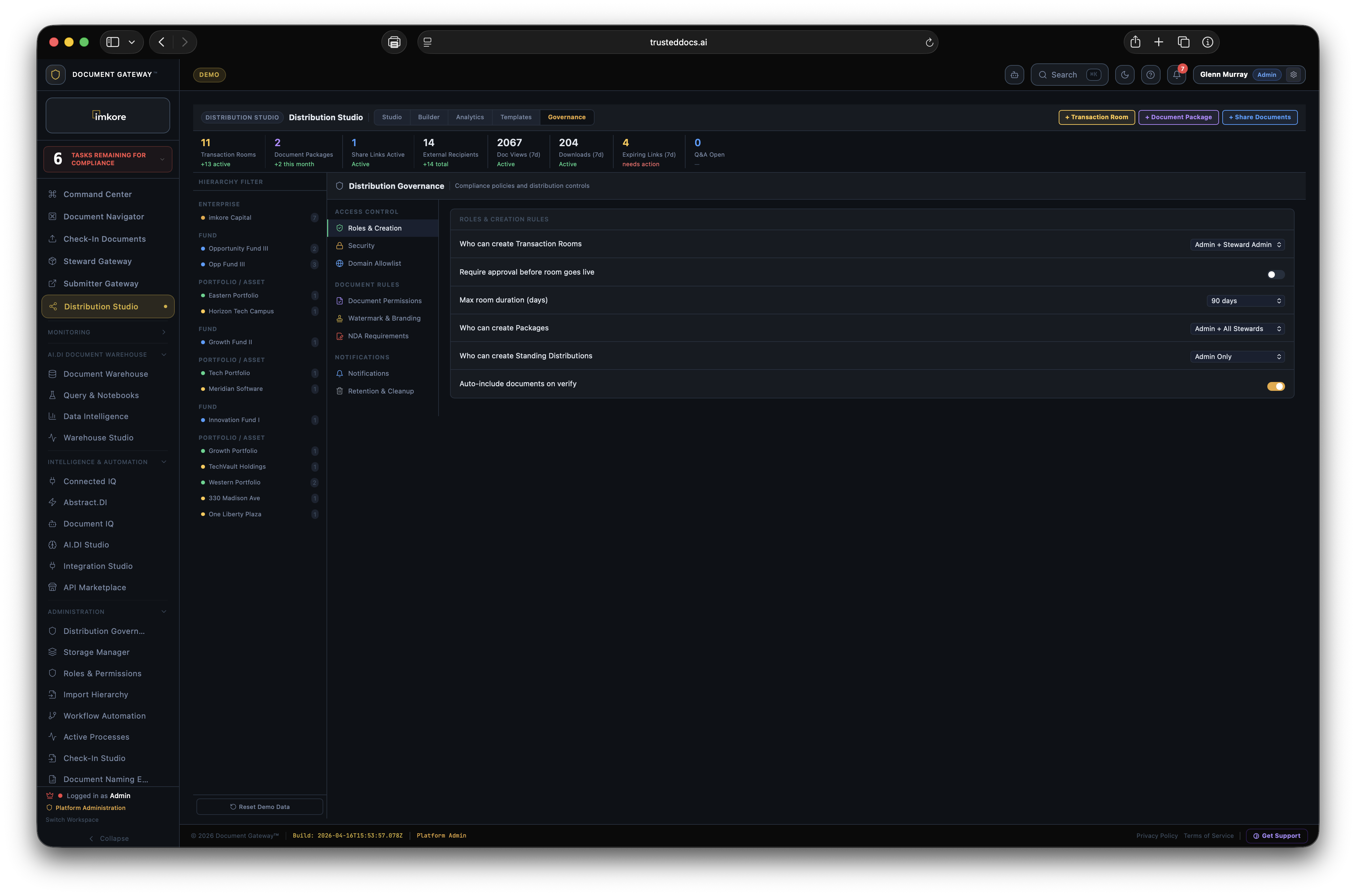 Distribution Studio governance